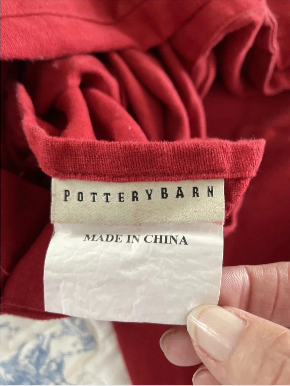 Pottery Barn Red Embroidered Floral Duvet Cover